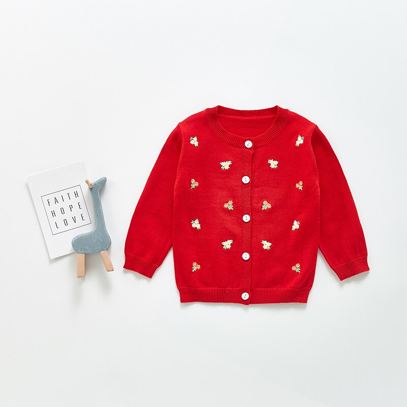 MILANCEL Herbst Neue Baby Kleidung Stickerei Mädchen zur Seite fahren Langarm Kleinkind Spitzen Lässige Kleinkind Abschläge: rot / 3-6M