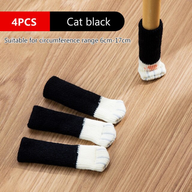 Nette Katze Füße Stuhl Socken Gestrickte Stuhl Beine Futter Socken Boden Protektoren Stumm Möbel Tisch Bein Protektoren Fuß Pads: A 4Stck
