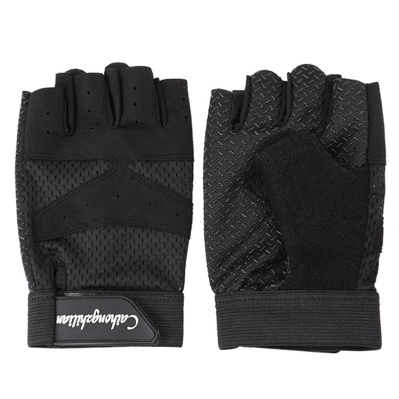 Sport Fitness Anti-Zweet Anti-Slip Outdoor Fietsen Ademende Half Vinger Handschoenen Zwart Grijs Fietsen Accessoires L/xl: Black / XL