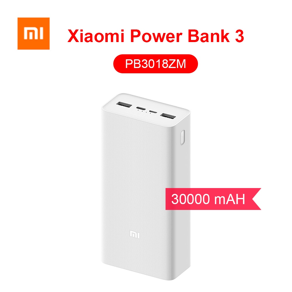 Batterie d'alimentation d'origine Xiaomi Mi 3 PB3018ZM 30000 mAh 18W chargeur rapide bidirectionnel type-c 30000 mAh Powerbank pour iPhone 11 Pro Samsung