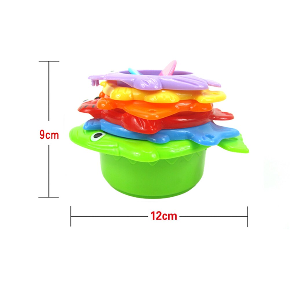 6Pcs/Set Marine Fish Animal Colorful Stacking Cups Baby Bath Intelligent Toy