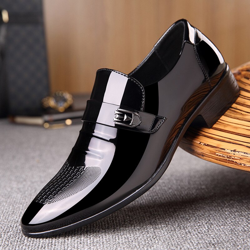Zapatos formales de hombre del Océano Pacífico, Zapatos Oxford de charol con punta estrecha para hombres, Zapatos de vestir, Zapatos de negocios Oxford para hombres, Zapatos