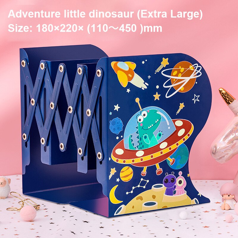 Support de rangement de livres rétractable pour étudiants, et pliable, pour papeterie de bureau et d'école: Dinosaur(22x50cm)