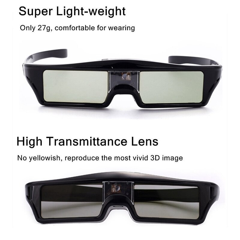Lunettes 3D à obturateur actif Rechargeable pour Optoma BenQ Acer Sony tout projecteur DLP