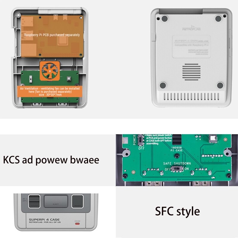 Retroflag Superpi 4 Fall, super PI 4 J Gehäuse w/ Functional Power &amp; Safe Reset-Taste für Raspberry Pi 3B Plus(3B +)/Pi 4