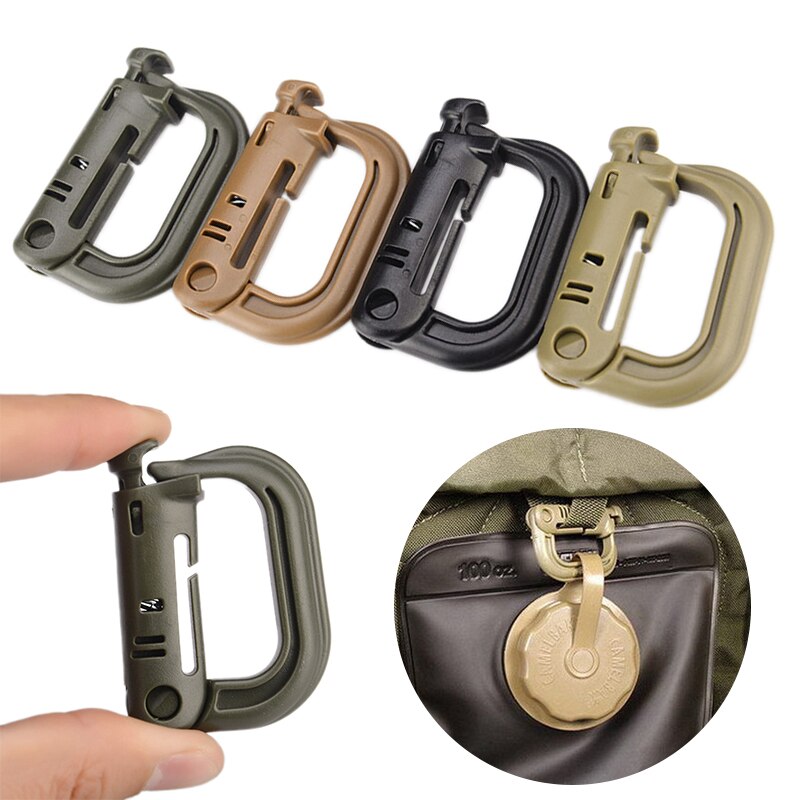 4pcs Climbing Carabiner D-shape Buckle Locking Ring Plastic Clip Snap Buckle Carabiner Keychain ITW Fastener Hiking Bag Buckle
