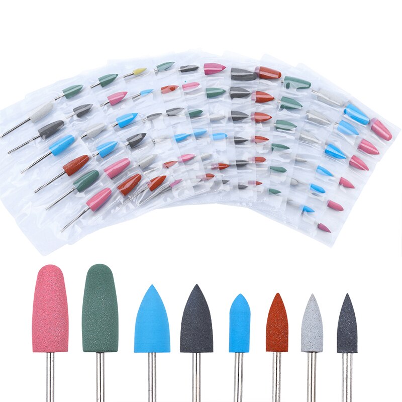 Tignish mix 6 stuks/set 3/32 '' silicagel nagelboor polijstbit uv gellak verwijderen elektrische boor manicure pedicure vijl gereedschap