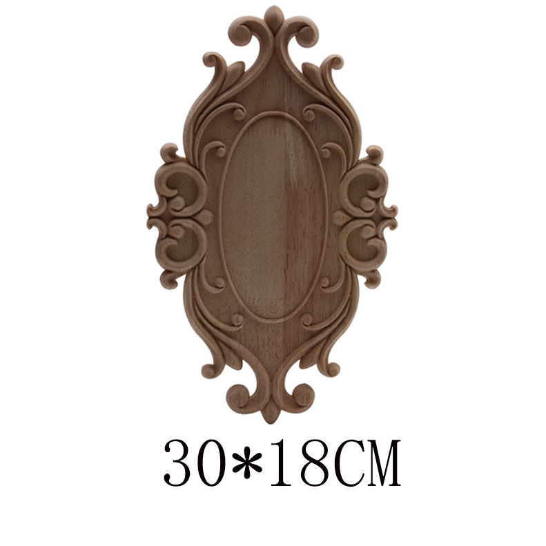 Figurines de madera Onlay apliques de madera Calcomanía para madera decoración antiguo europeo largo grande Floral mueble madera gabinete paredes
