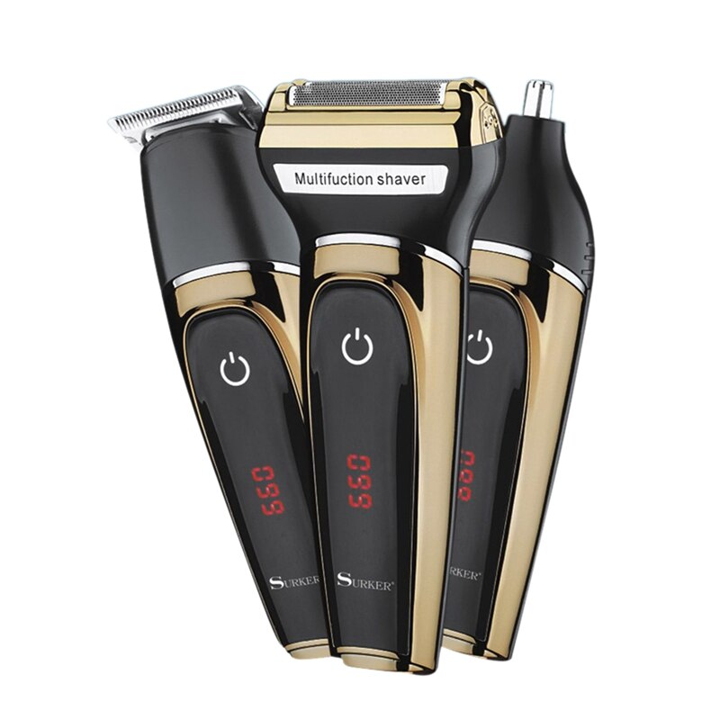 Surker Sk-903 Multifunktions Rasierer 3 in 1 Elektrische Kolben Rasiermesser Lcd Digital Haar Haarschneidemaschine Usb Ladung Ecke Nase Haar Tr