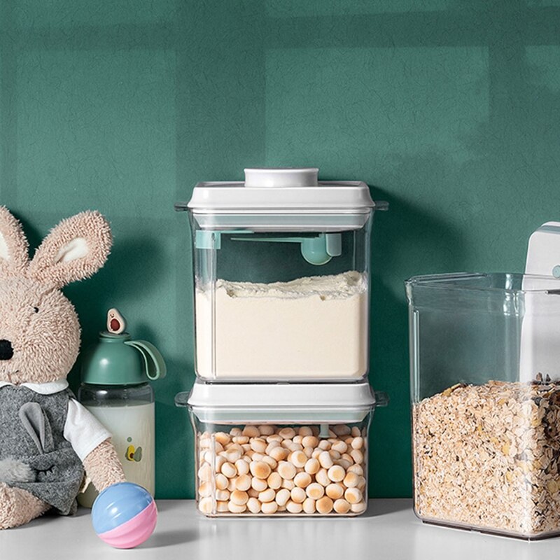 One Touch Baby Milk Powder Dispenser Airtight Food Storage Cereal Containers Plastic for Kitchen Pantry Organization