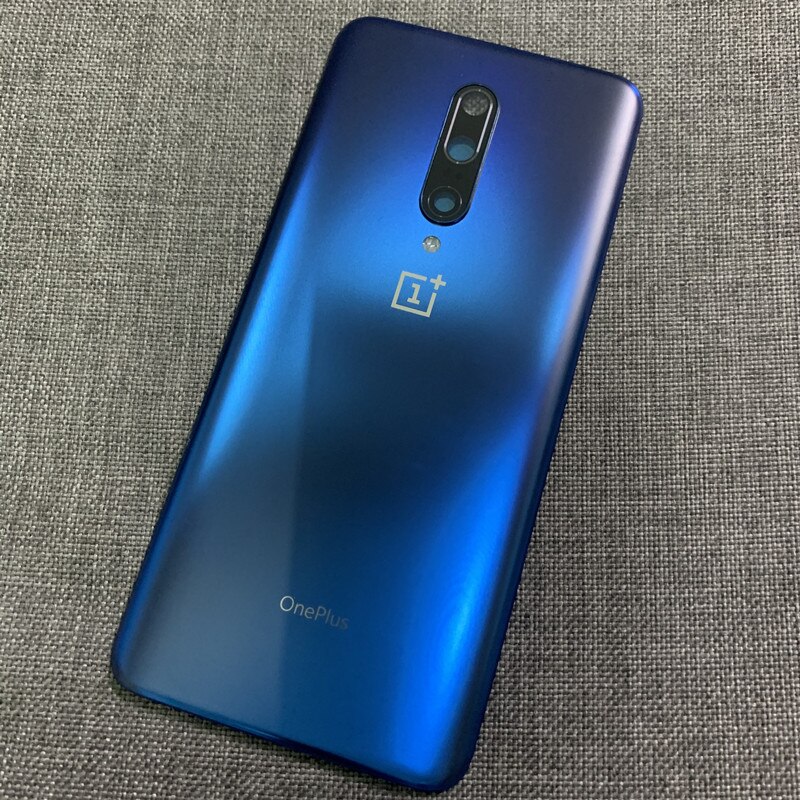 Originalt bagglascover oneplus 7 7t pro battericover one plus 7 t bagdørs cover oneplus 7t bagcover med kameralinse: 7 pro-blå med linse