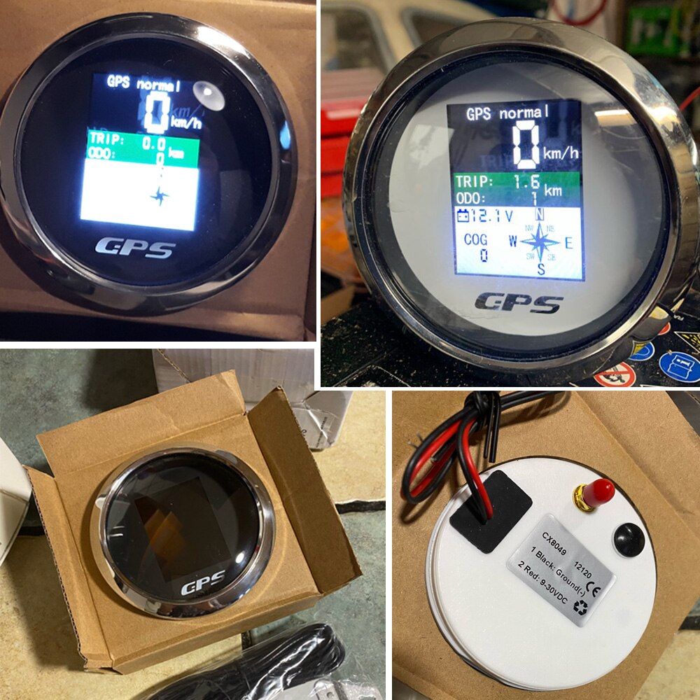 85Mm Gps Snelheidsmeter Voor Boot Auto Motorjacht Met Gps Antenne Tft-scherm Waterdichte Kilometerteller Verstelbare Trip Odo Cog voltmeter