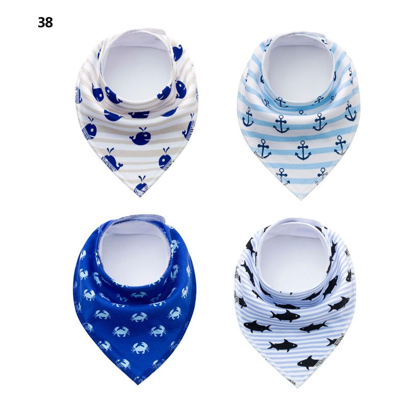 4 st/lot bomull haklappar vattentät bandana haklapp till bebis halsduk dregla platta matning barns raps tyg förkläde spädbarn pojke flicka: 38