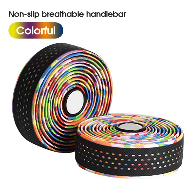 6 kleuren racefiets stuurlint racefiets stuurlint band antislip fietsaccessoires reflecterende geleiding met plug: Multilaterale kleur