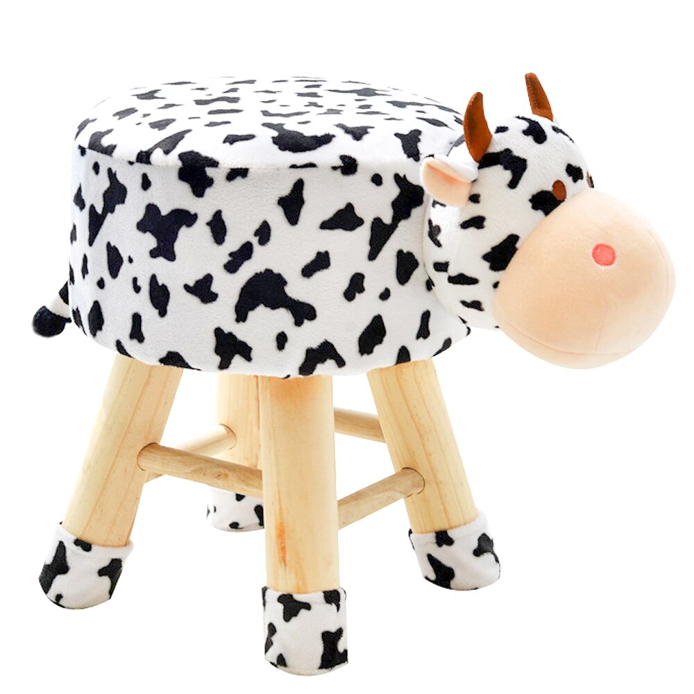 Cartoon Animal Stool Solid Wood Children's Coffee Table Home Small Sofa Removable and Washable Panda Lamb Elephant Cow