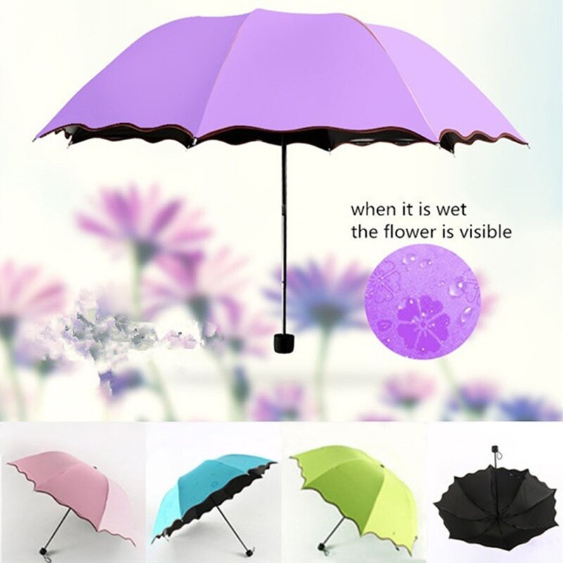Simple Kids Women Umbrella Windproof Sunscreen Magic Flower Dome Ultraviolet-proof Parasol Sun Rain Folding Umbrellas for Dro