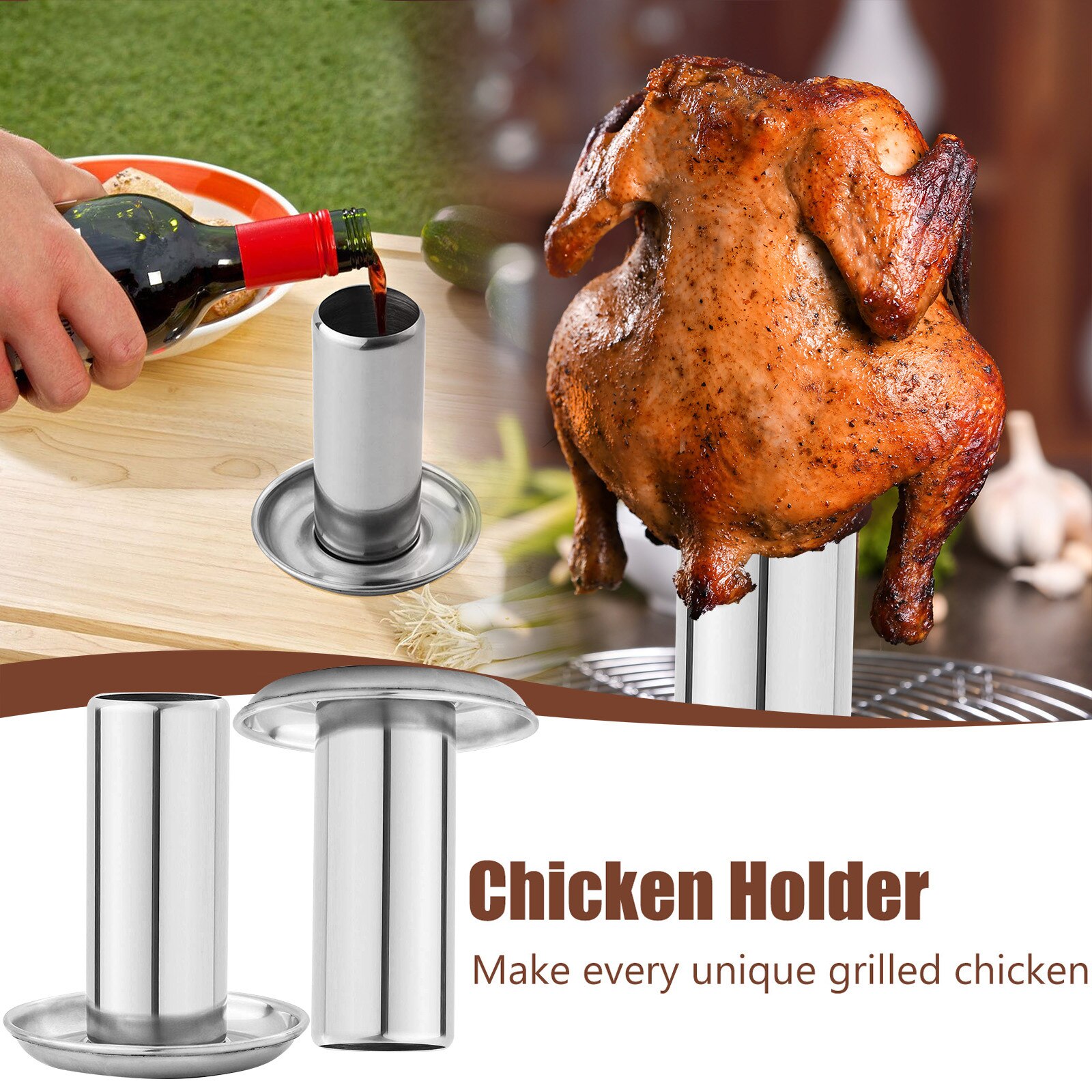 4# 2pcs Kitchen Outdoor Bbq Tools Chicken Duck Holder Rack Grill Stand Roasting For Bbq Rib Non Stick Carbon Steel Grilling Tool: Default Title