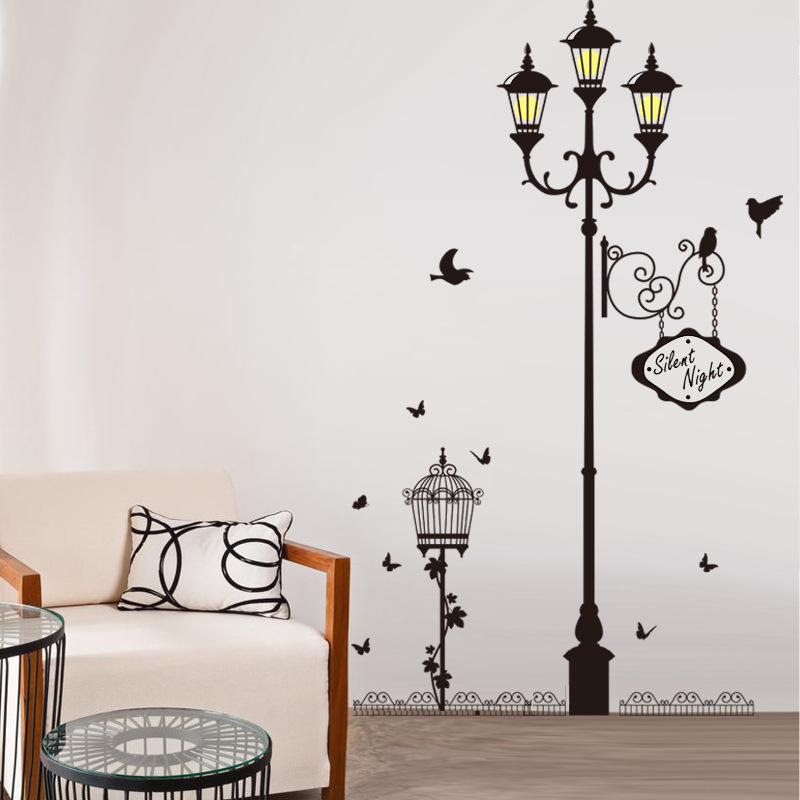 Eldgammel lampe fugl veggklistremerker vinyl stue soverom sofa bakgrunn dekorasjon veggmaleri kunst dekaler hjem dekor tapet