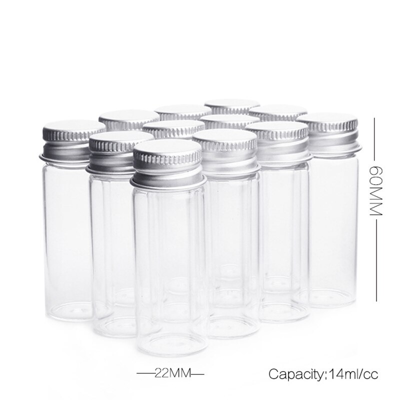 5Pcs Small Glass Jars Silver Screw Cap storage mini Glass bottle Test TUBE Vial Tiny Container DIY Wedding Home Decoration