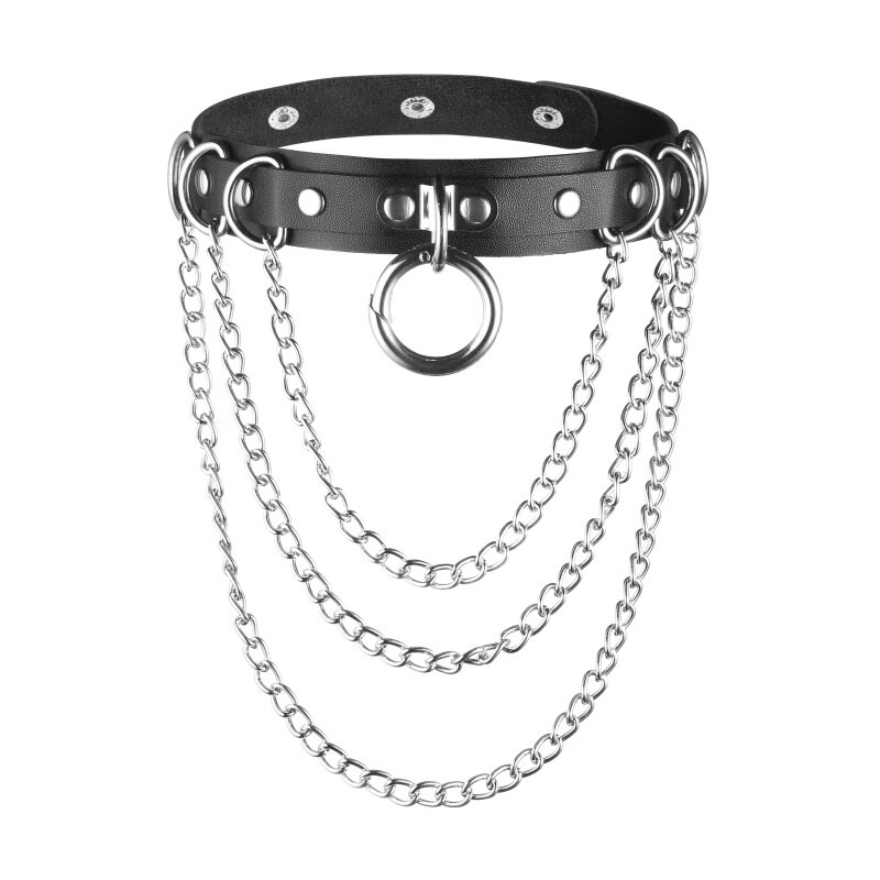 Collier ras du cou noir Punk en cuir Goth collier ras du cou femmes 90 s collier chaîne en métal collier gothique bijoux Harajuku