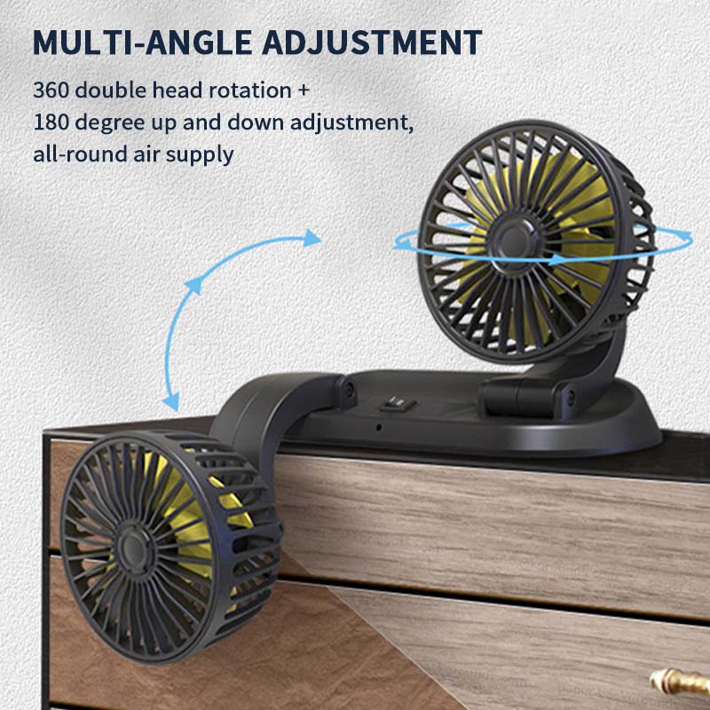 Car Fan Dashboard/Air Vent Summer Cooling Fan Rotatable Strong Airflow Circulation Dual Fans 12V/24V with Parking Number Plater