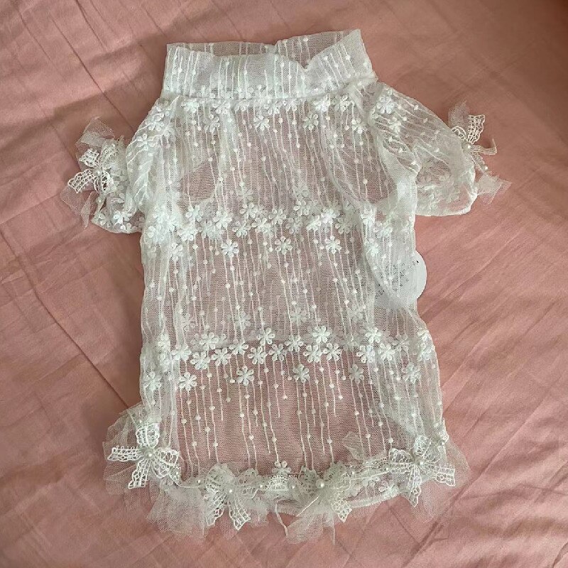 Vestido de encaje para perro, traje de verano para cachorro, Yorkshire, gato, Pomeranian, Poodle, Bichon, Schnauzer, Pug, Bulldog francés: XS