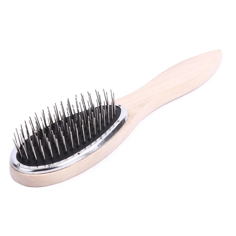 Holz Griff Entwirren Haar Pinsel Haar Perücke Styling Stahl Kämme breit-gezahntem Runde Kopf Massage Pinsel Reduzieren Haarausfall werkzeug