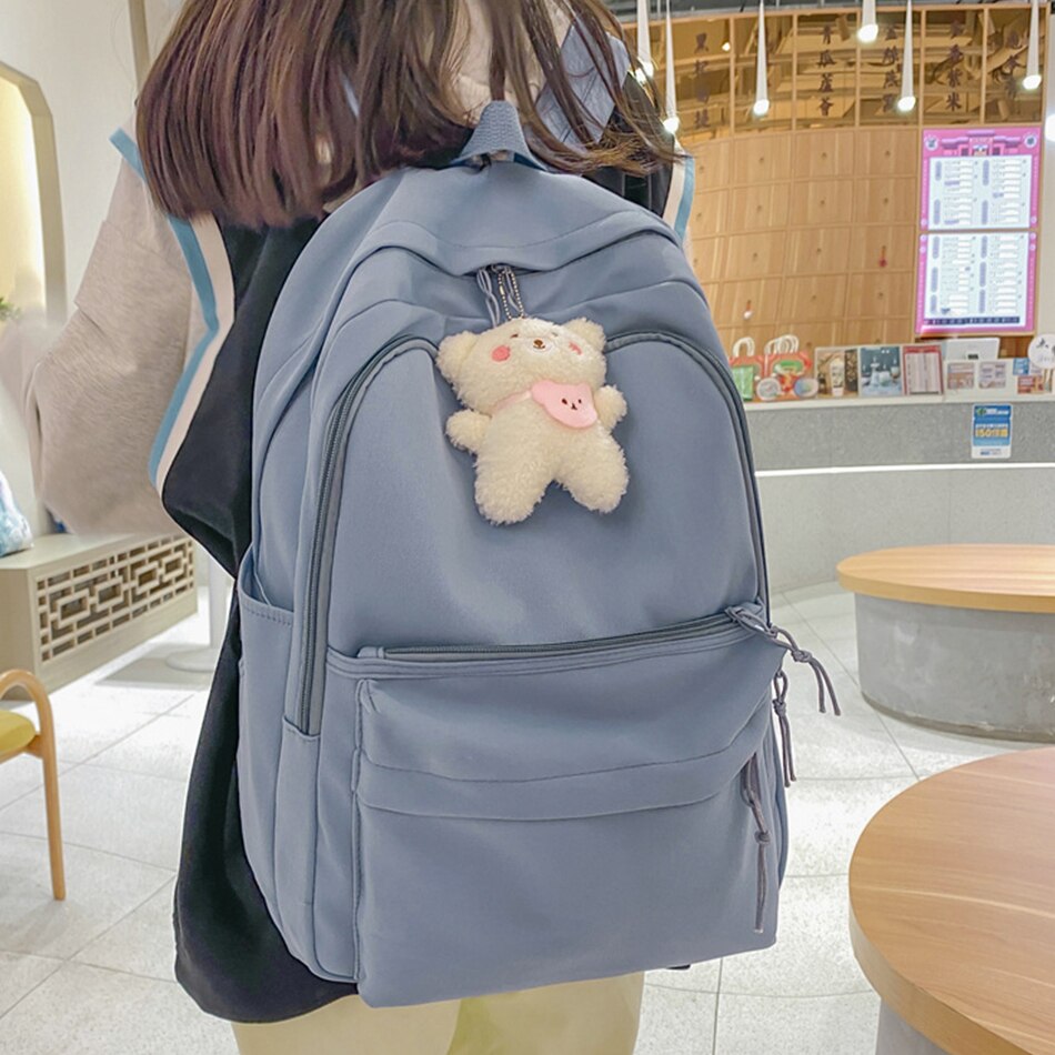 Mochila escolar para adolescentes y niñas, morral escolar de nailon suave, a la , de viaje