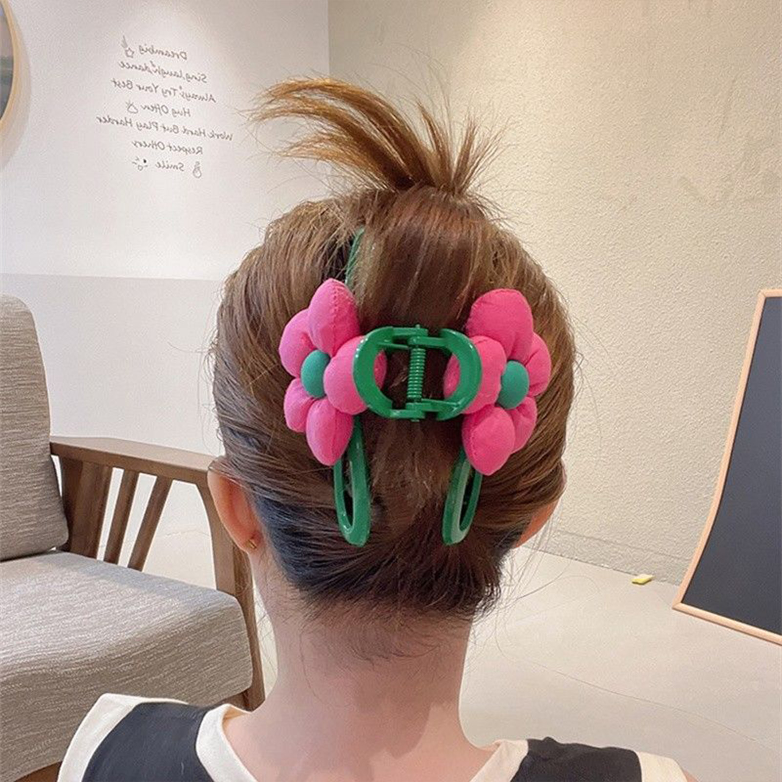 Pinza para el pelo con forma de flor de dopamina para mujer, pinza Floral de tiburón, horquilla grande de 13cm, accesorios para el cabello para niña