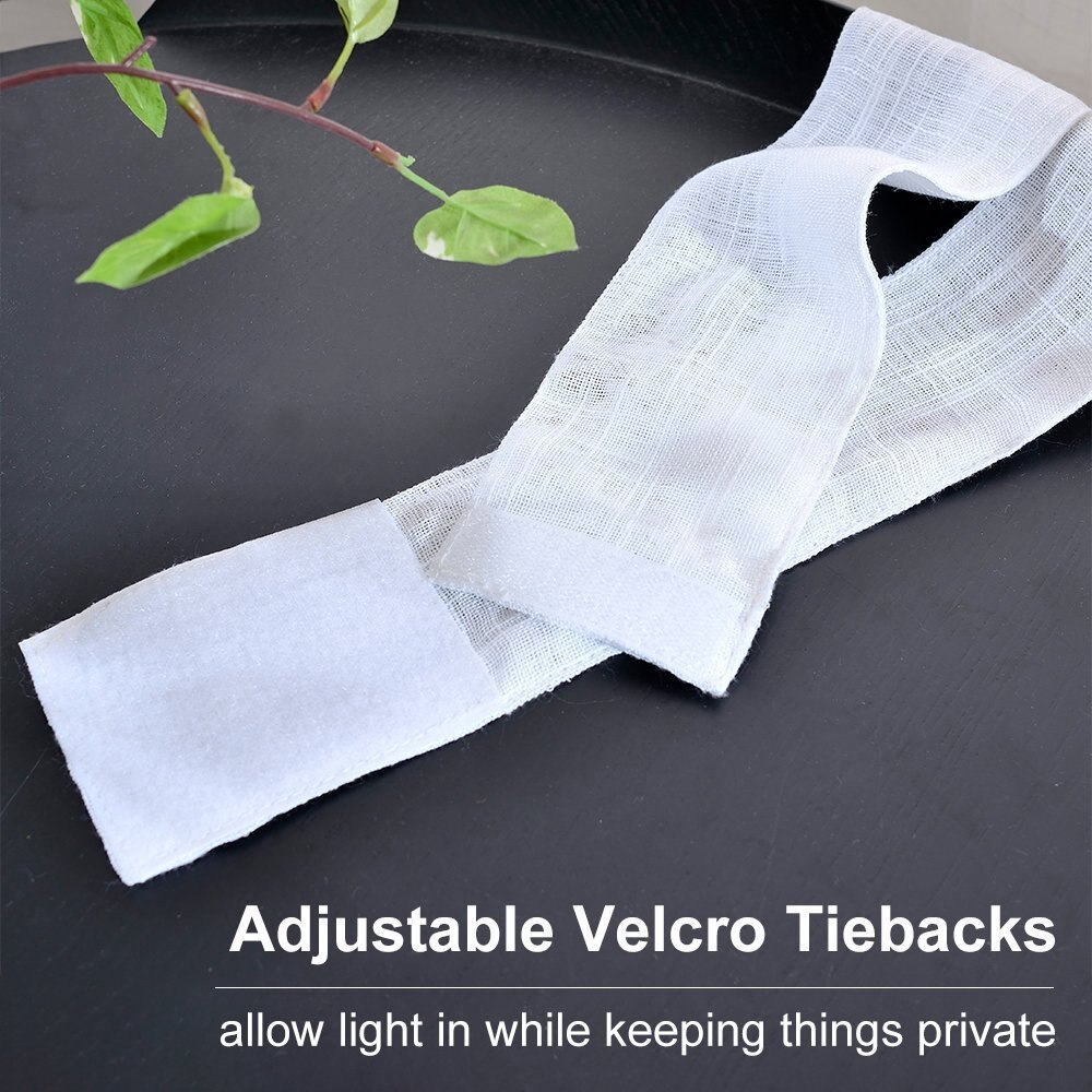 Linnen Geweven Franse Glazen Deur Gordijn Wit Sidelight Pure Gordijn Voor Voordeur Met Bonus Tieback Door Nicetown, 1 Paar