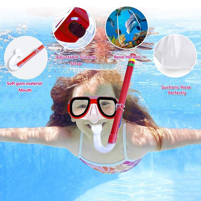 Kids Snorkel Set Snorkeling Gear Scuba Diving Snorkeling Glasses Set Semi-Dry Snorkel Equipment for Boys Girls