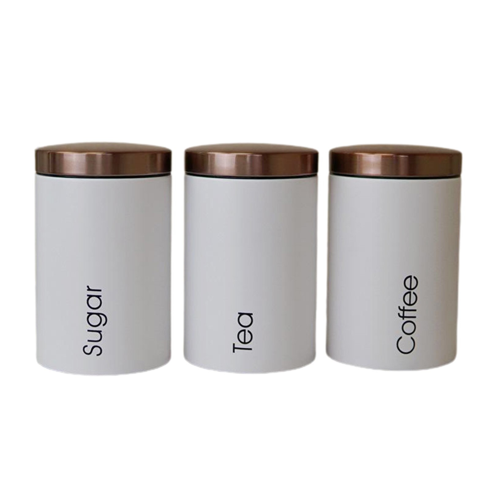 3pcs/Set Simple Metal Coffee Sugar Tea Canister Set Storage Tank Food Storage Jars Metal Food Storage Tin for Kitchen: White