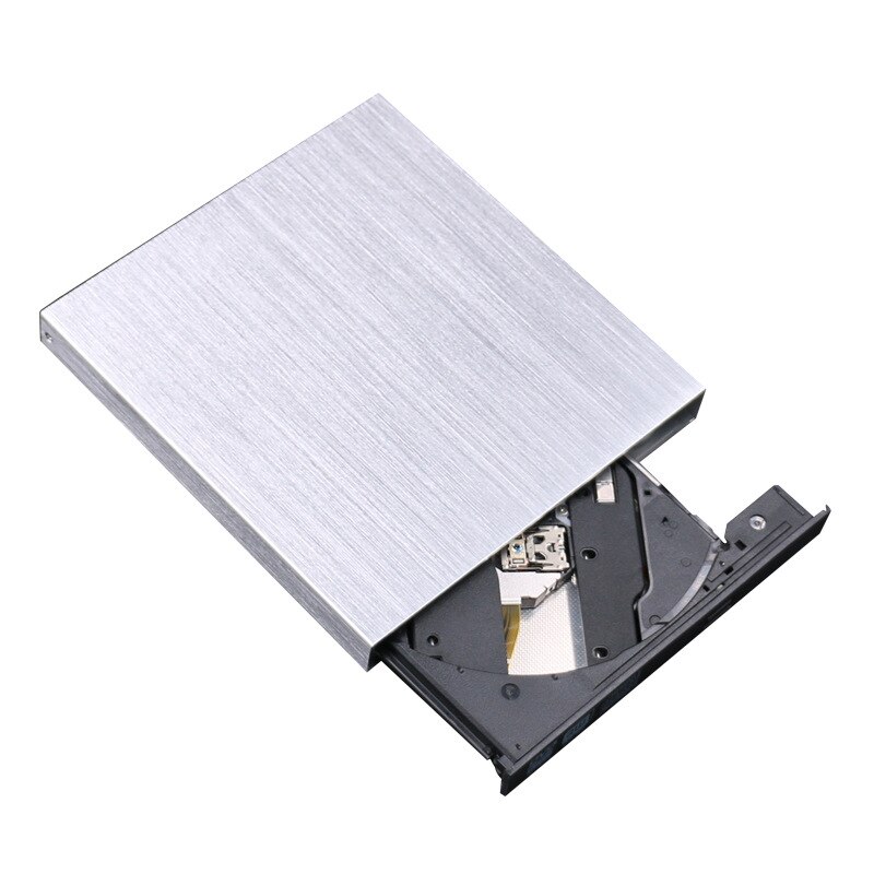 External Optical Drive DVD Recorder USB Laptop Universal External Mobile Optical Drive: Silver Gray