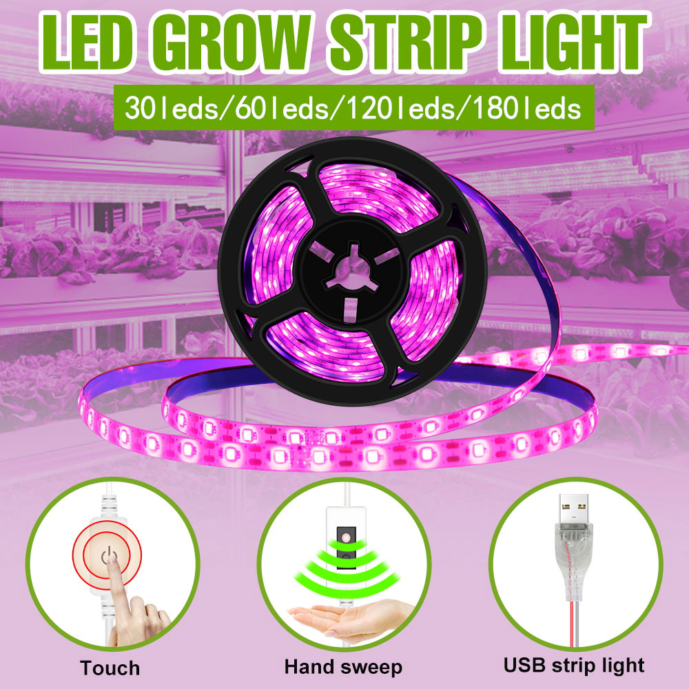 Taśma świetlna LED do uprawy pełne spektrum roślina doniczkowa hydroponiczna lampa do uprawy taśma USB DC5V do szklarni kwiat sadzonka Growbox