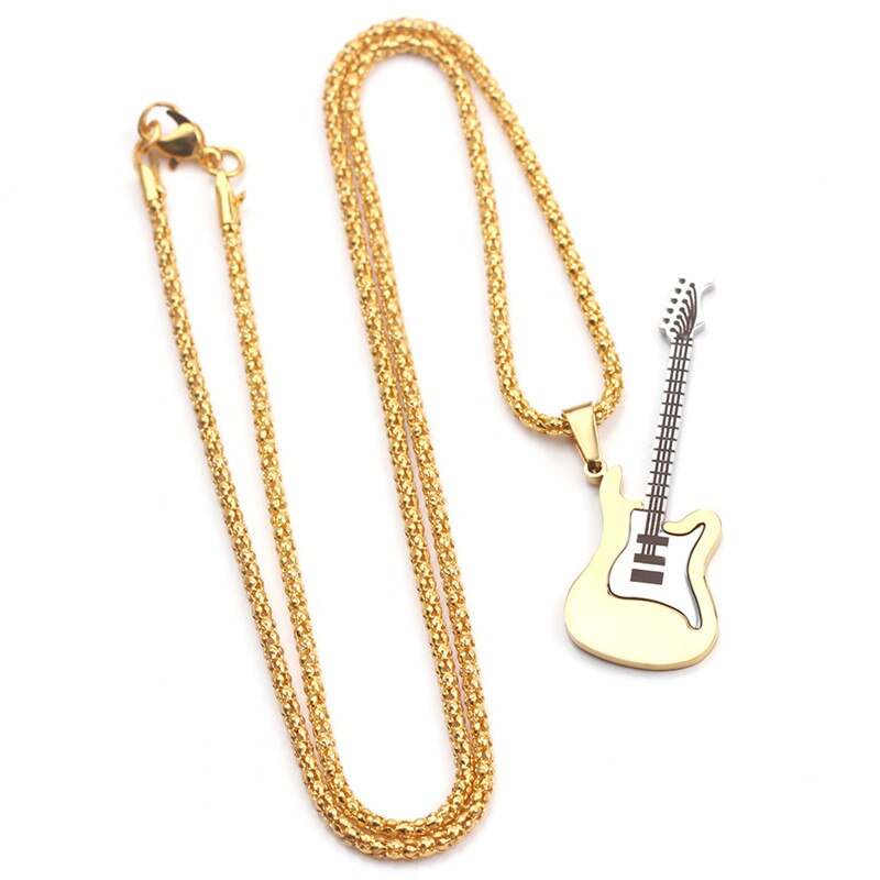 Rock Elektrische Gitaar Hanger Kettingen Rvs Hip Hop Sieraden Accessoire Voor Vrouwen Mannen: XL1847