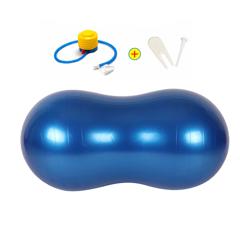 Exercício de yoga bola pilates amendoim fitness bola ginásio exercício equilíbrio com inflator edifício do corpo: Azul
