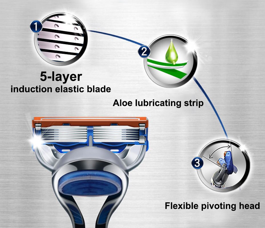 4 Stks/partij Uitstekende Scheren 5 Lagen Scheermesjes Compatibel Voor Fusion Mannen Gezichtsverzorging Of Mache 3