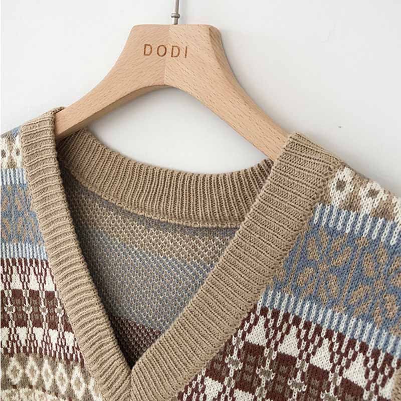 Chalecos mujer cuello pico Patchwork estilo pijo Coreano todo-fósforo mujer suelta Harajuku Chic sin mangas suéteres prendas de vestir Casual