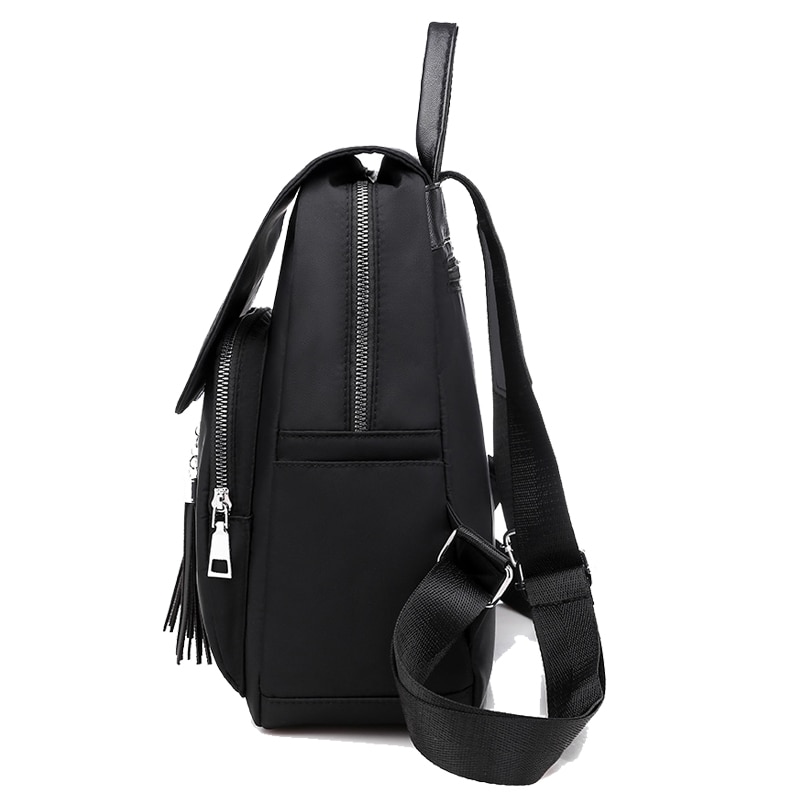 Chuwanglin rygsæk college nylon solid sort retro skoletasker til teenagere rygsæk rygsæk bogtasker  s40805