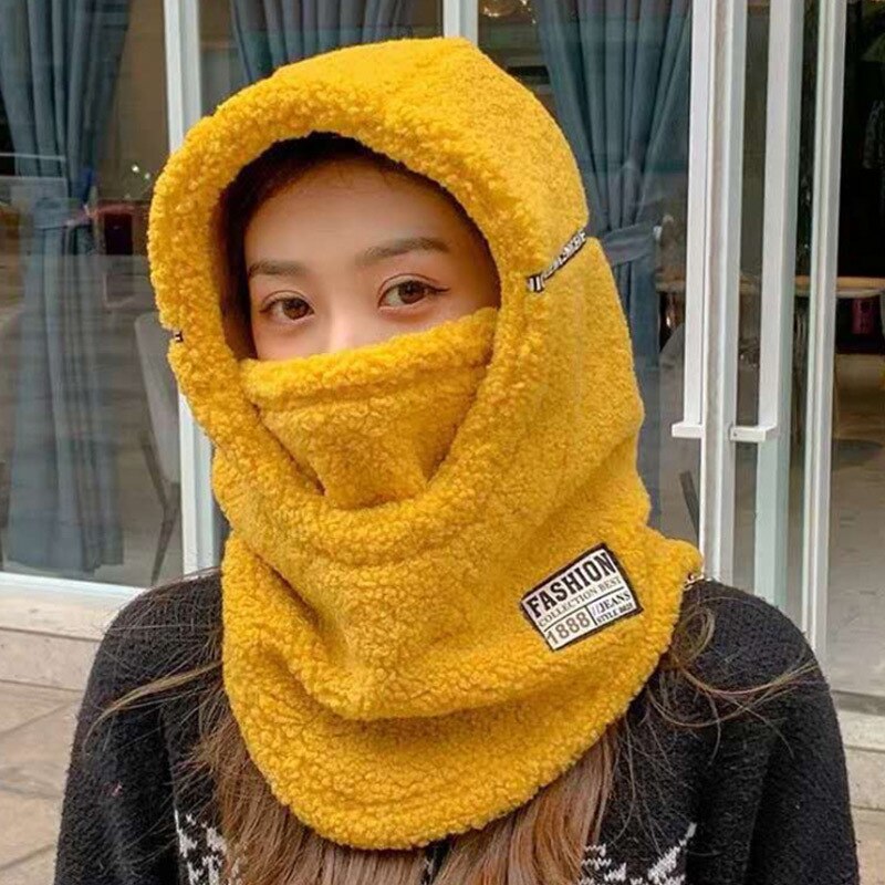 Female Fleece Hat Winter Korean Style Tide Plus Velvet Warm Earmuffs Wool Hats Woman Outdoor Cycling Cold Cap: 3