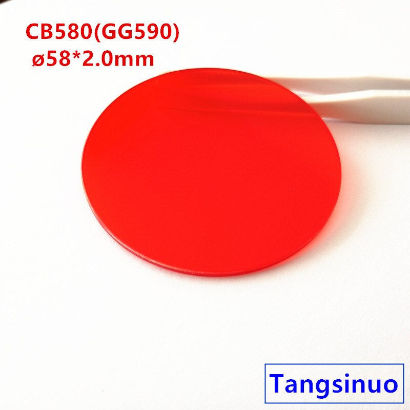 Filtro óptico de vidrio rojo, 58x2,0mm, 580nm, CB580 GG590, transiluminador