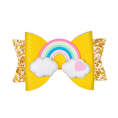 Thumbelina Regenboog Prinses Haarspelden Glitter Haarelastiekjes Met Clip Dance Party Boog Haar Clip Meisjes Haar Accessoires: Goud