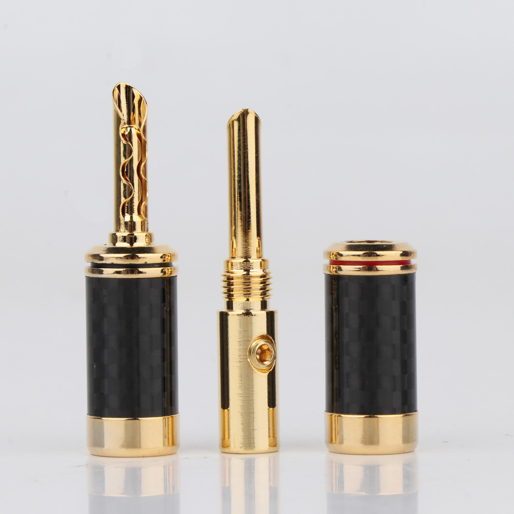 8 Uds Hifi BFA conector banana chapado en oro/rodio cable de altavoz de audio de fibra de carbono conector banana