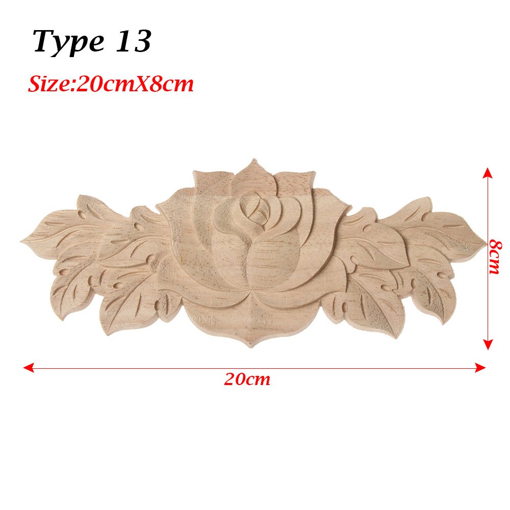 1 PC Ecke Appliques Holzschnitzerei Rose Blume Unlackiert Blumen- Geschnitzte Holz Handwerk Möbel Ornament DIY Hause Dekoration: 15