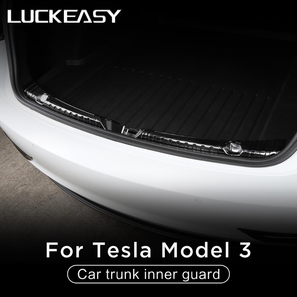 Luckeasy for tesla malli 3 ruostumaton teräs tavaratilan sisäsuojus malli 3 2022 auton sisempi takapuskurin suojalevy kansi verhoilu tyyli