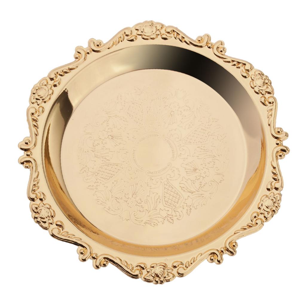Hard Gold Metal Plates Set - 4" 6" Gold Round Plates - Washable and Reusable for Wedding Birthday Party Dessert Cake Plate
