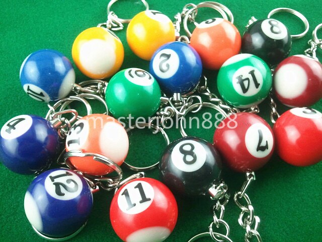 Lots of 16pcs Pool Billiard Snooker Ball Keychain Keyring