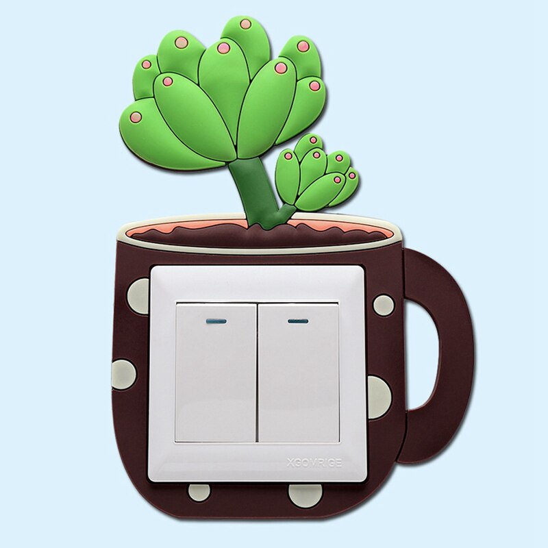 Pegatina de Cactus luminoso para interruptor, cubierta de interruptor de plantas suculentas creativas, pegatinas de pared, decoración de interruptor de luz, 1 ud.: type2