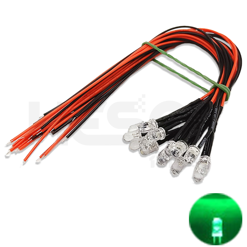 10 Uds 5mm LED 5-12V 20cm precableado blanco rojo verde azul amarillo UV RGB lámpara de diodo decoración diodos emisores de luz presoldados