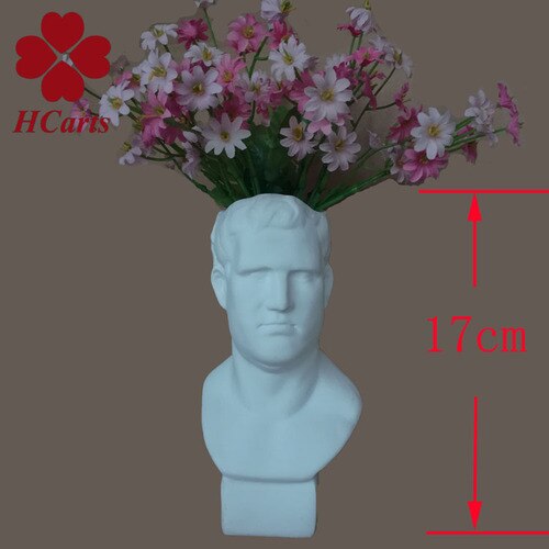 Vit harts david skulptur huvud vas blomsterarrangemang original imitation gips heminredning vas marseille ariadne vaser: 17cm agrigba